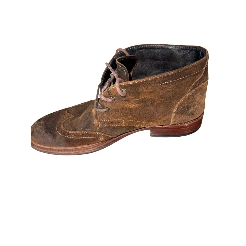 Trask Mens Brown Suede Wingtip Chukka Boots Lace Up Brogue Size 10M